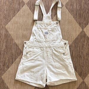 Levi's White Denim Short Overalls Shortalls